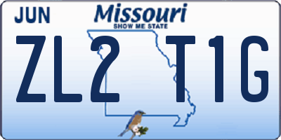 MO license plate ZL2T1G
