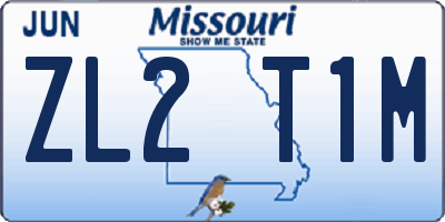 MO license plate ZL2T1M