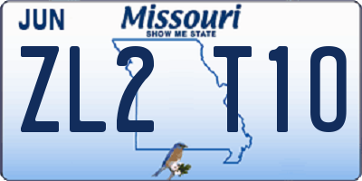 MO license plate ZL2T1O