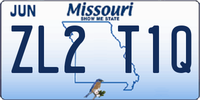 MO license plate ZL2T1Q