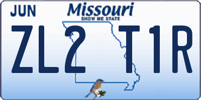 MO license plate ZL2T1R