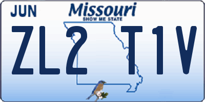 MO license plate ZL2T1V