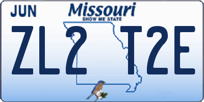 MO license plate ZL2T2E