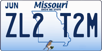 MO license plate ZL2T2M