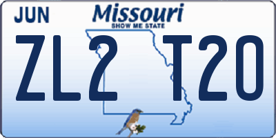 MO license plate ZL2T2O