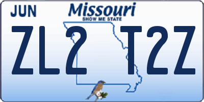 MO license plate ZL2T2Z
