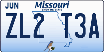 MO license plate ZL2T3A