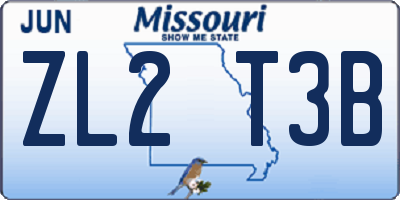 MO license plate ZL2T3B
