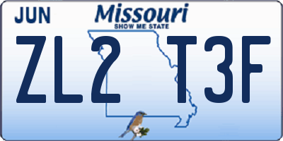 MO license plate ZL2T3F