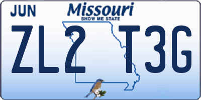 MO license plate ZL2T3G