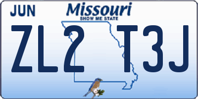 MO license plate ZL2T3J