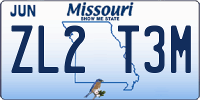 MO license plate ZL2T3M