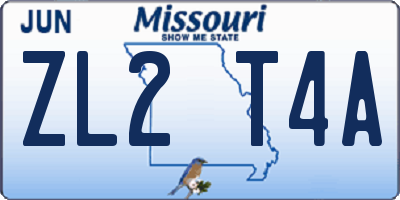 MO license plate ZL2T4A