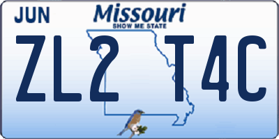 MO license plate ZL2T4C