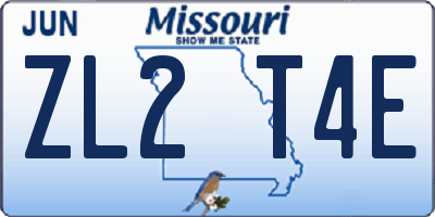 MO license plate ZL2T4E