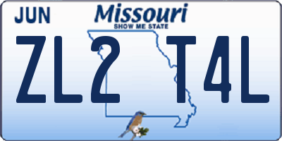 MO license plate ZL2T4L