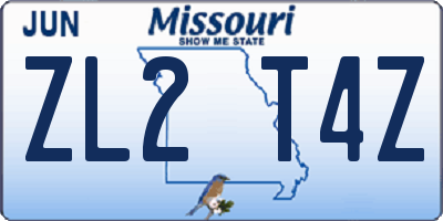 MO license plate ZL2T4Z