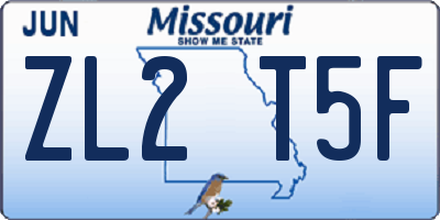 MO license plate ZL2T5F