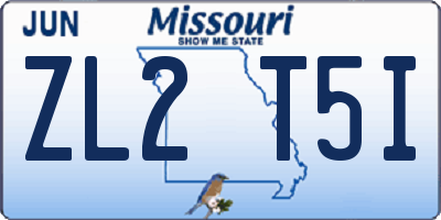 MO license plate ZL2T5I