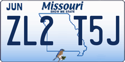 MO license plate ZL2T5J