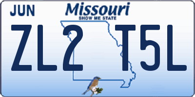 MO license plate ZL2T5L