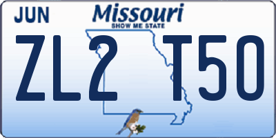 MO license plate ZL2T5O