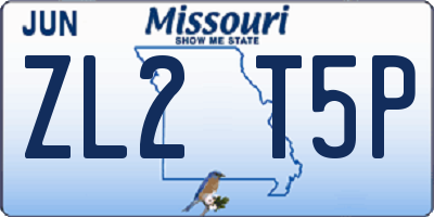 MO license plate ZL2T5P
