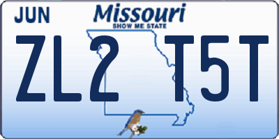 MO license plate ZL2T5T