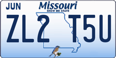 MO license plate ZL2T5U