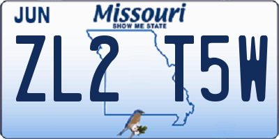 MO license plate ZL2T5W