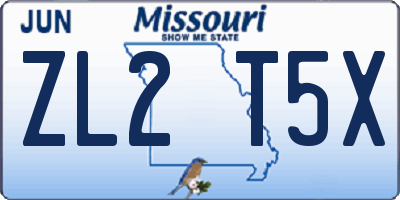 MO license plate ZL2T5X