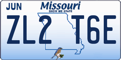 MO license plate ZL2T6E