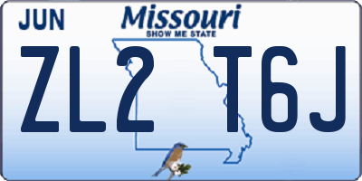 MO license plate ZL2T6J