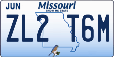MO license plate ZL2T6M
