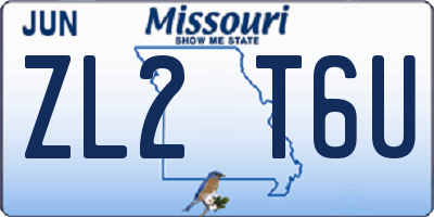 MO license plate ZL2T6U
