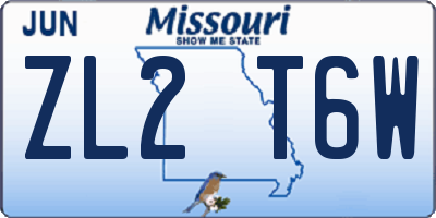 MO license plate ZL2T6W