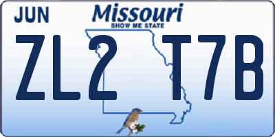 MO license plate ZL2T7B