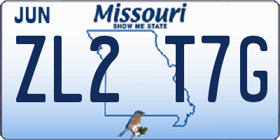 MO license plate ZL2T7G