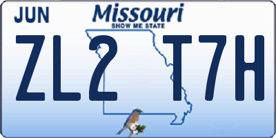 MO license plate ZL2T7H