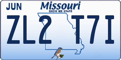 MO license plate ZL2T7I