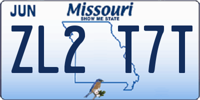 MO license plate ZL2T7T