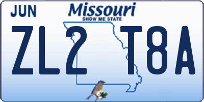 MO license plate ZL2T8A