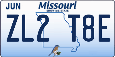 MO license plate ZL2T8E