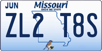 MO license plate ZL2T8S