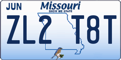 MO license plate ZL2T8T
