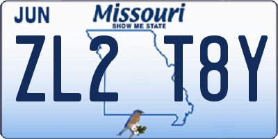 MO license plate ZL2T8Y