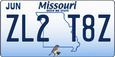 MO license plate ZL2T8Z