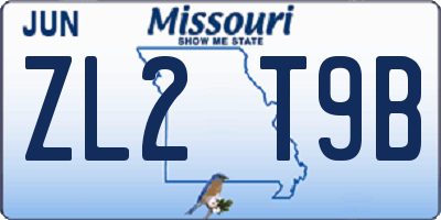 MO license plate ZL2T9B