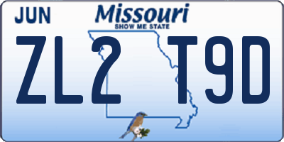 MO license plate ZL2T9D