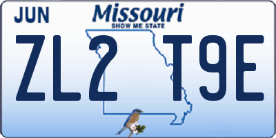 MO license plate ZL2T9E